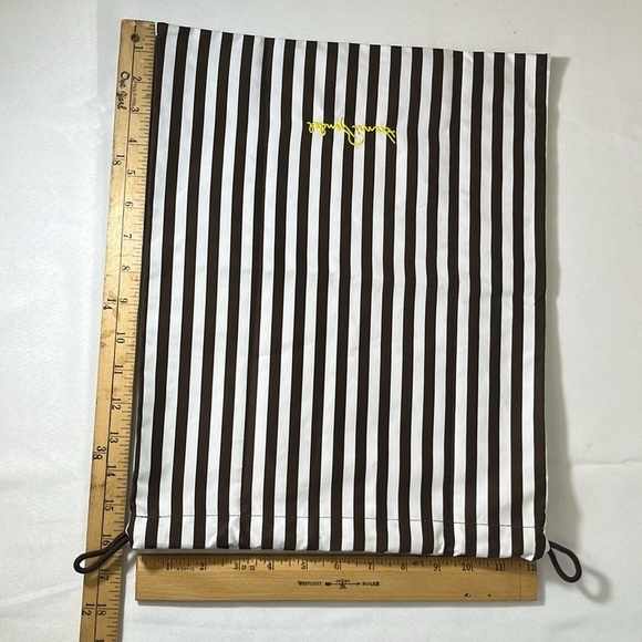 Henri Bendel Hosiery/Dust Bag - 12x16 drawstring dark brown & white stripe - Picture 8 of 8